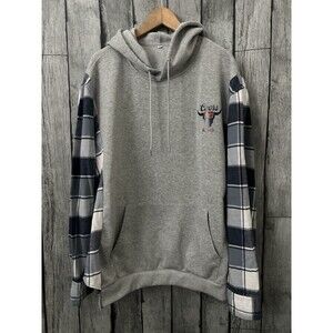 Coors Banquet Rodeo Hoodie Men's Size XL  Gray Blue Flannel Sleeves